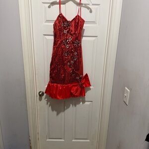 Elegant Red Sequin Dress